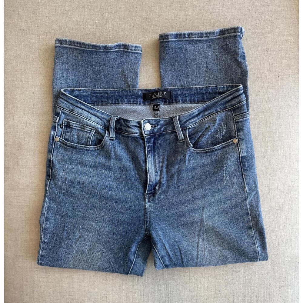 Judy Blue Mid Rise Demi Crop Bootcut Jeans Size 15 / 32 JB88249 MD - Picture 3 of 7